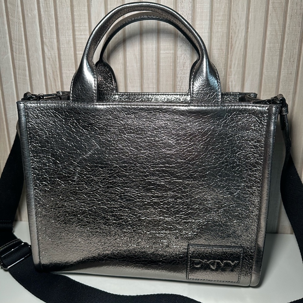DKNY Metallic Silver Tote Bag